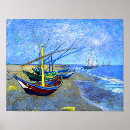 Vist Boats Beach Saintes-Maries Van Gogh Fine Poster (Voorkant)