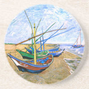 Vist Boats Beach Saintes-Maries Van Gogh Fine Zandsteen Onderzetter