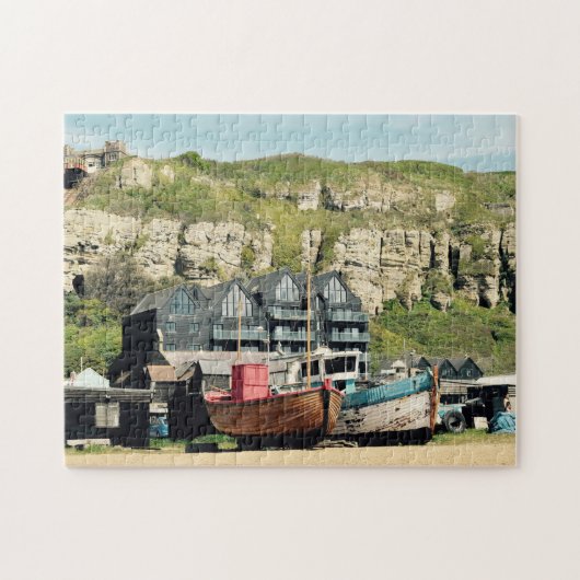 Vist Boats bij Hasting Sussex Legpuzzel (Horizontaal)