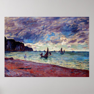 Vist Boats door de Beach en de Cliffs Poster