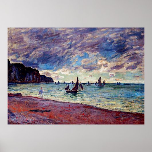 Vist Boats door de Beach en de Cliffs Poster (Voorkant)