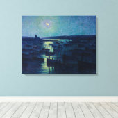 Vist Boats in de Moonlight (Camaret, Frankrijk) Canvas Afdruk (Insitu (Houten vloer))
