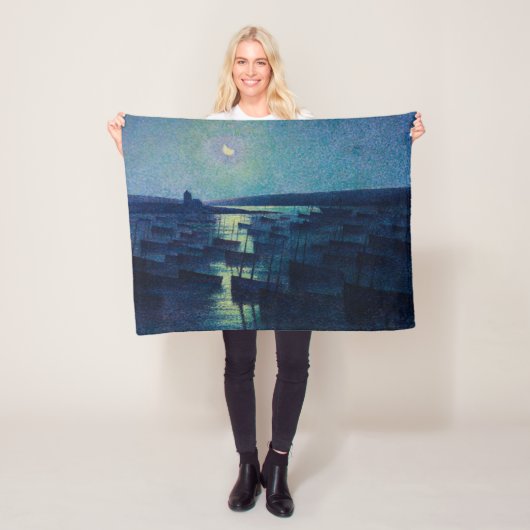 Vist Boats in de Moonlight (Camaret, Frankrijk) Fleece Deken (In situ)
