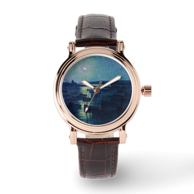 Vist Boats in de Moonlight (Camaret, Frankrijk) Horloge (Voorkant)