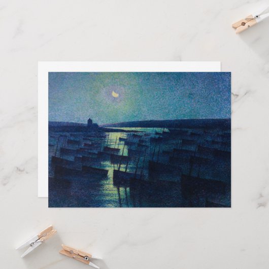 Vist Boats in de Moonlight (Camaret, Frankrijk) Kaart (Voorkant / Achterkant in situ)