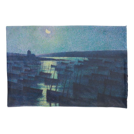 Vist Boats in de Moonlight (Camaret, Frankrijk) Kussensloop (Voorkant-Links)