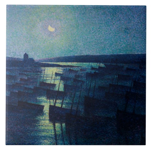 Vist Boats in de Moonlight (Camaret, Frankrijk) Tegeltje (Voorkant)