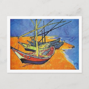 Vist boats op Beach Van Gogh Fine Art Briefkaart
