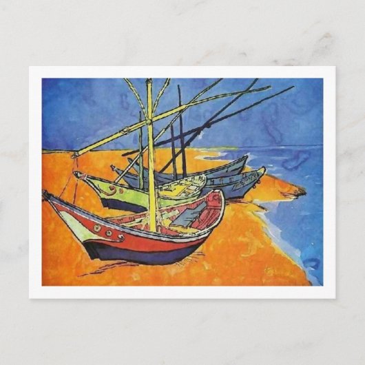 Vist boats op Beach Van Gogh Fine Art Briefkaart (Voorkant)
