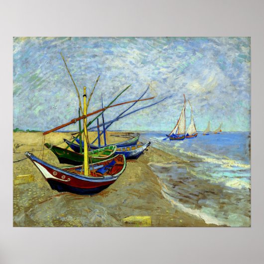 Vist boats op de Beach Vincent Van Gogh Print (Voorkant)