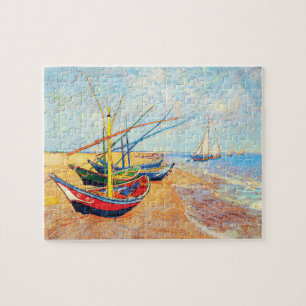 Vist Boats op het strand bij Saintes-Maries Legpuzzel