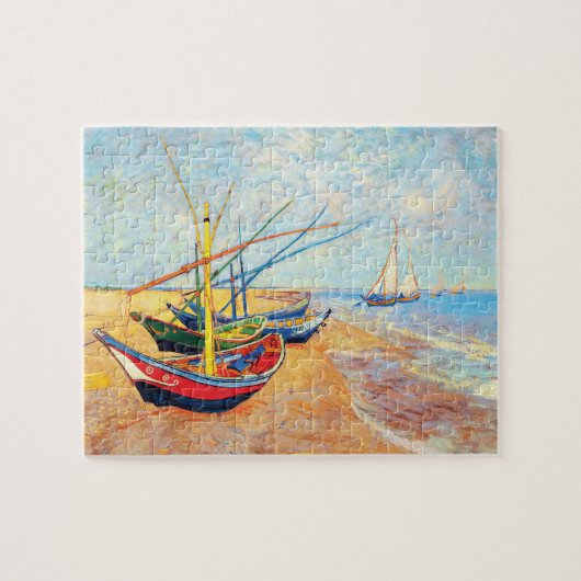 Vist Boats op het strand bij Saintes-Maries Legpuzzel (Horizontaal)