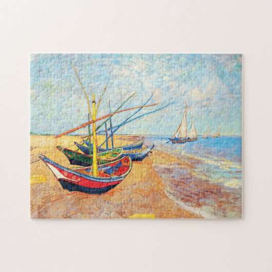 Vist Boats op het strand bij Saintes-Maries Legpuzzel (Horizontaal)