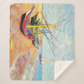 Vist Boats op het strand bij Saintes-Maries Sherpa Deken (Voorkant)