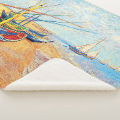 Vist Boats op het strand bij Saintes-Maries Sherpa Deken (3/4)