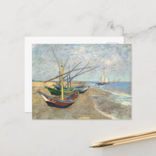Vist Boats op het strand door Vincent Van Gogh Briefkaart