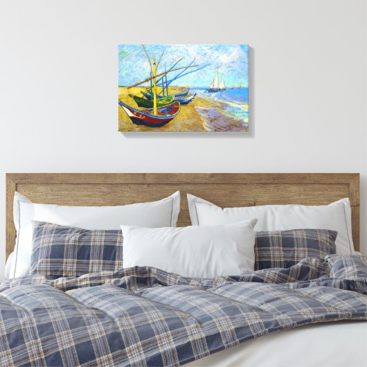 Vist Boats op het strand door Vincent Van Gogh Canvas Afdruk (Insitu (Slaapkamer))