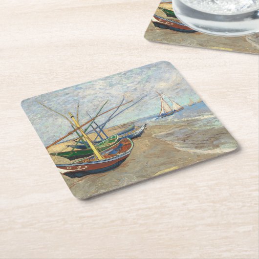 Vist Boats op het strand door Vincent Van Gogh Kartonnen Onderzetters (Schuin)