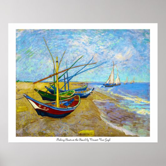 Vist Boats op het strand door Vincent Van Gogh Poster (Voorkant)