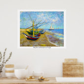 Vist Boats op het strand door Vincent Van Gogh Poster (Keuken)