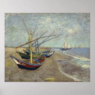 Vist Boats op het strand door Vincent Van Gogh Poster