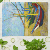 Vist Boats op het strand door Vincent Van Gogh Theedoek (Gevouwen)