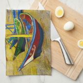 Vist Boats op het strand door Vincent Van Gogh Theedoek (Quarter Fold)