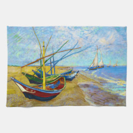 Vist Boats op het strand door Vincent Van Gogh Theedoek