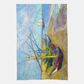 Vist Boats op het strand door Vincent Van Gogh Theedoek (Verticaal)