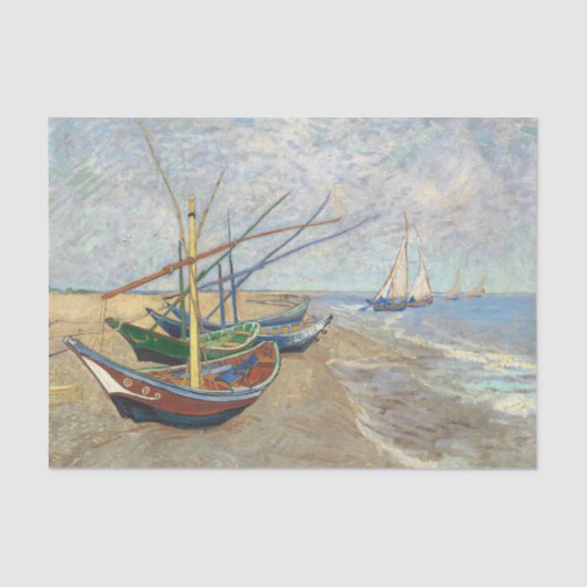 Vist Boats op het strand door Vincent Van Gogh Tissuepapier (Voorkant)