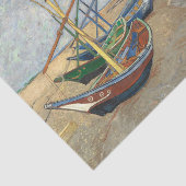 Vist Boats op het strand door Vincent Van Gogh Tissuepapier (Detail)