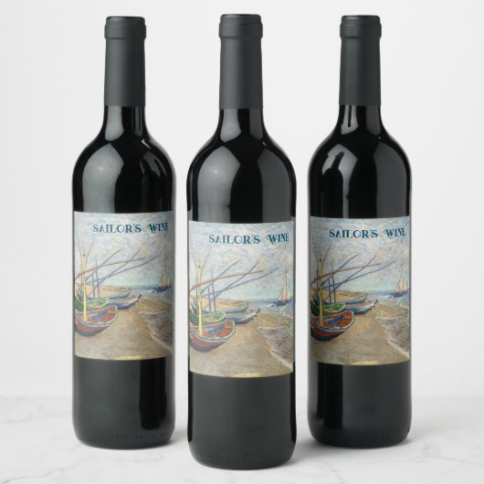 Vist Boats op het strand door Vincent Van Gogh Wijn Etiket (Flessen)