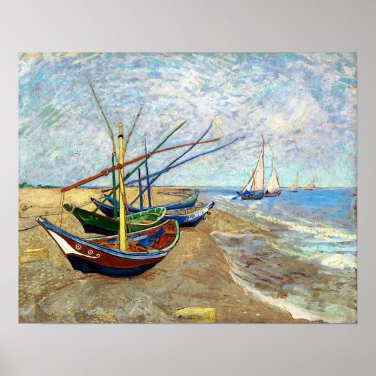Vist Boats op het strand van Saintes-Maries - Van Poster (Voorkant)