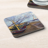 Vist Boats op strand Bier Onderzetter (Linkerzijde)