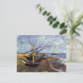 Vist Boats op strand Briefkaart (Staand voorkant)