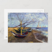 Vist Boats op strand Briefkaart (Voorkant / Achterkant)