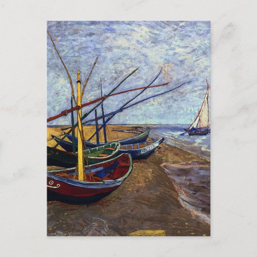 Vist Boats op strand Briefkaart (Voorkant)