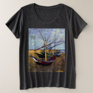 Vist Boats op strand door Van Gogh Grote Maat T-shirt