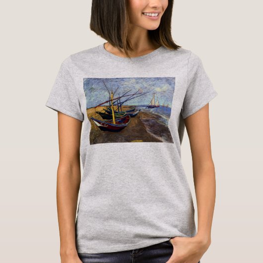 Vist Boats op strand door Van Gogh T-shirt (Voorkant)
