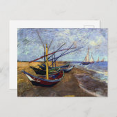 Vist Boats op strand Feestdagenkaart (Voorkant / Achterkant)