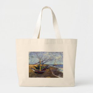 Vist Boats op strand Grote Tote Bag
