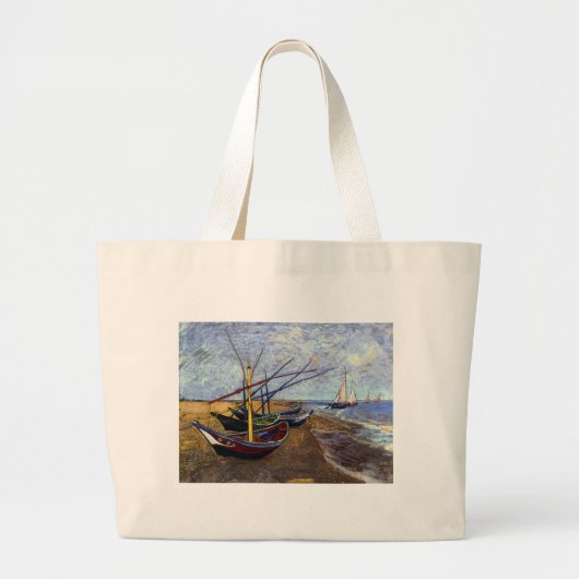 Vist Boats op strand Grote Tote Bag (Voorkant)