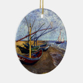 Vist Boats op strand Keramisch Ornament (Rechts)