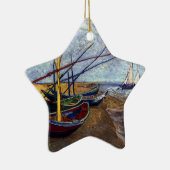 Vist Boats op strand Keramisch Ornament (Rechts)