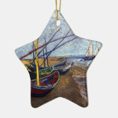Vist Boats op strand Keramisch Ornament (Links)
