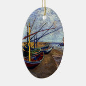 Vist Boats op strand Keramisch Ornament (Rechts)