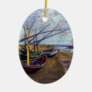 Vist Boats op strand Keramisch Ornament
