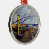 Vist Boats op strand Metalen Ornament (Rechts)