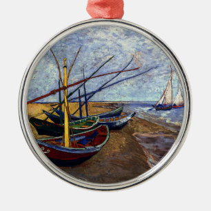 Vist Boats op strand Metalen Ornament