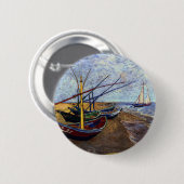 Vist Boats op strand Ronde Button 5,7 Cm (Voorkant /achterkant)